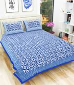Premium Hand Block Printed Rajasthani Traditional Double Bedsheet with 2 Pillow Covers