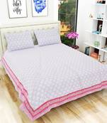 100% Cotton Premium Hand Printed Jaipuri King Size Bedsheet with 2 Pillow Covers
