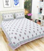 300TC Hand Printed Rajasthani King Bedhseet with 2 Pillow Covers