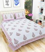 300TC Hand Printed Rajasthani King Bedhseet with 2 Pillow Covers
