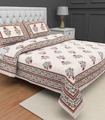 Jaipuri Hand Block Printed Traditional Cotton Double Bedsheet with 2 Pillow Covers