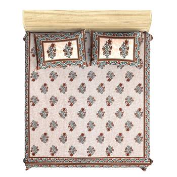 Jaipuri Hand Block Printed Traditional Cotton Double Bedsheet with 2 Pillow Covers 2