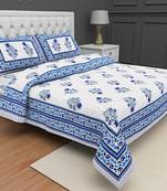 Jaipuri Hand Block Printed Traditional Cotton Double Bedsheet with 2 Pillow Covers