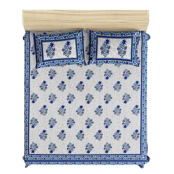 Jaipuri Hand Block Printed Traditional Cotton Double Bedsheet with 2 Pillow Covers 2