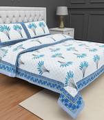 Jaipuri Hand Block Printed Traditional Cotton Double Bedsheet with 2 Pillow Covers