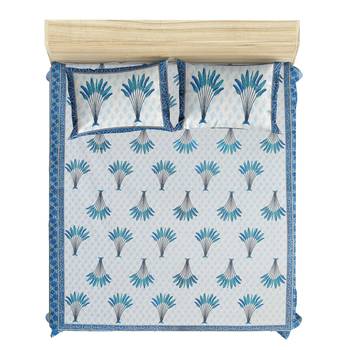 Jaipuri Hand Block Printed Traditional Cotton Double Bedsheet with 2 Pillow Covers 2