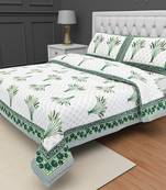 Jaipuri Hand Block Printed Traditional Cotton Double Bedsheet with 2 Pillow Covers