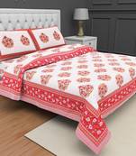 Jaipuri Hand Block Printed Traditional Cotton Double Bedsheet with 2 Pillow Covers