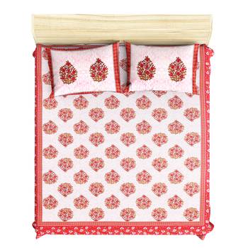 Jaipuri Hand Block Printed Traditional Cotton Double Bedsheet with 2 Pillow Covers 2