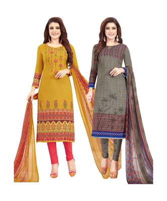 Multicolor Printed Synthetic Unstitched Salwar With Dupatta 1