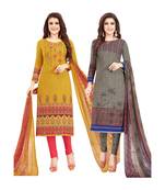 Multicolor Printed Synthetic Unstitched Salwar With Dupatta