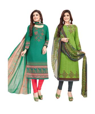 Multicolor Printed Synthetic Unstitched Salwar With Dupatta 1