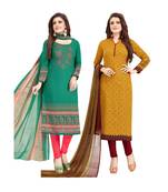 Multicolor Printed Synthetic Unstitched Salwar With Dupatta