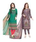 Multicolor Printed Synthetic Unstitched Salwar With Dupatta
