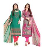 Multicolor Printed Synthetic Unstitched Salwar With Dupatta