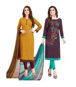 Multicolor Printed Synthetic Unstitched Salwar With Dupatta