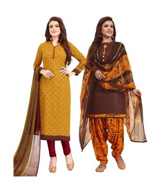 Multicolor Printed Synthetic Unstitched Salwar With Dupatta 1