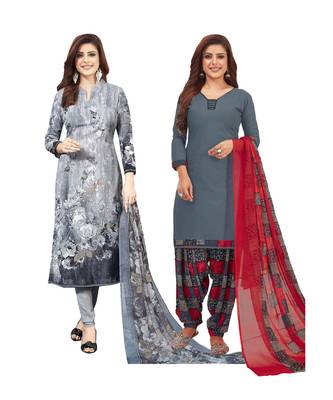 Multicolor Printed Synthetic Unstitched Salwar With Dupatta 1