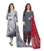 Multicolor Printed Synthetic Unstitched Salwar With Dupatta