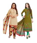 Multicolor Printed Synthetic Unstitched Salwar With Dupatta