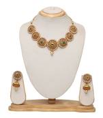 Multicolour stone studed rose gold pearl choker necklace set