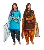Multicolor Printed Synthetic Unstitched Salwar With Dupatta