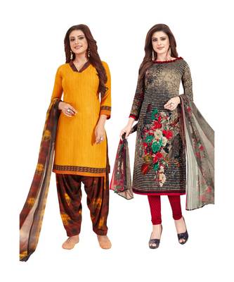 Multicolor Printed Synthetic Unstitched Salwar With Dupatta 1