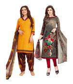 Multicolor Printed Synthetic Unstitched Salwar With Dupatta