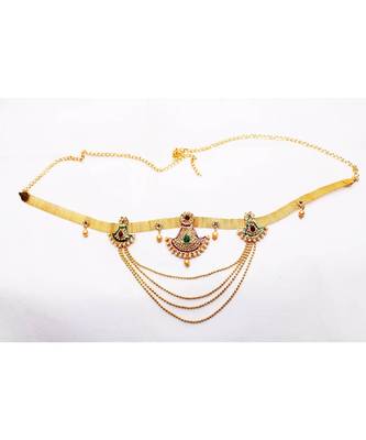 Multicolour red, green, marron golden kamarpatta - waistbelt 1