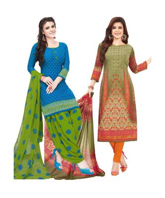 Multicolor Printed Synthetic Unstitched Salwar With Dupatta 1