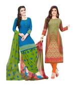 Multicolor Printed Synthetic Unstitched Salwar With Dupatta