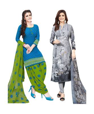 Multicolor Printed Synthetic Unstitched Salwar With Dupatta 1