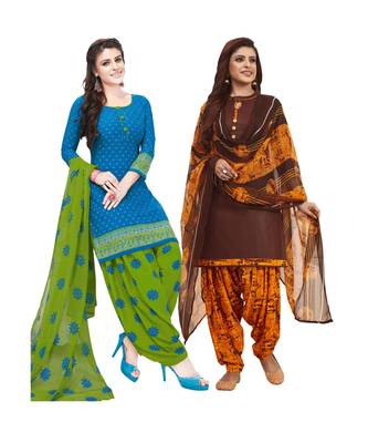 Multicolor Printed Synthetic Unstitched Salwar With Dupatta 1