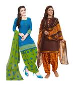 Multicolor Printed Synthetic Unstitched Salwar With Dupatta