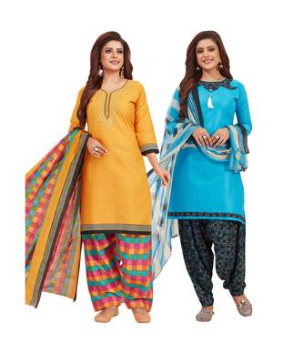 Multicolor Printed Synthetic Unstitched Salwar With Dupatta 1