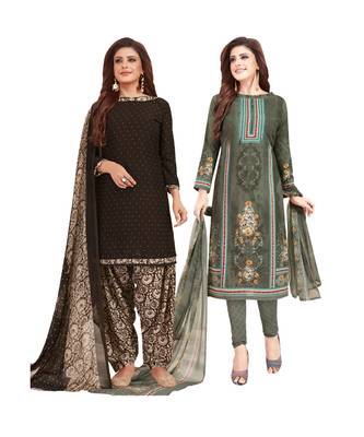 Multicolor Printed Synthetic Unstitched Salwar With Dupatta 1