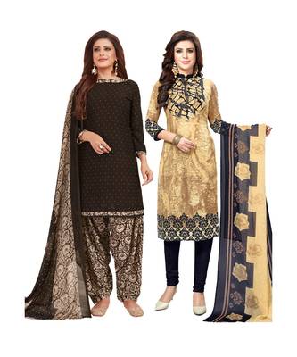 Multicolor Printed Synthetic Unstitched Salwar With Dupatta 1