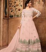 Light-pink embroidered net salwar