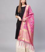 Women Rani Pink Color Woven Traditional Dupatta
