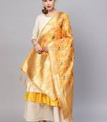 Women Yellow Color Woven Traditional Dupatta