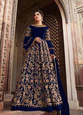 Blue embroidered net salwar 1