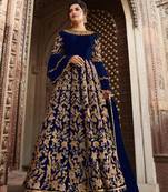 Blue embroidered net salwar