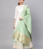 Women Mint Green Color Woven Traditional Dupatta