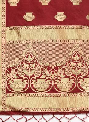 Women Maroon Color Woven Banarasi Dupatta 2