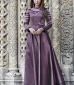 Violet embroidered silk long-kurtis