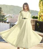 Off-white embroidered silk long-kurtis