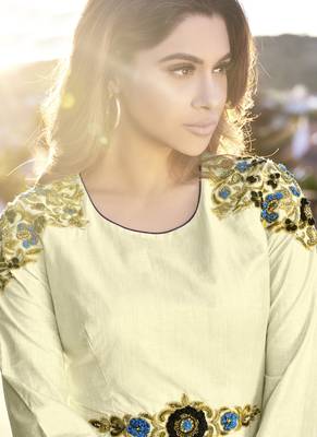 Off-white embroidered silk long-kurtis 2