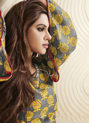 Grey printed rayon long-kurtis 2