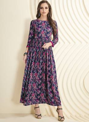 Multicolor printed rayon long-kurtis 1