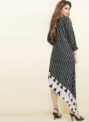 Black printed rayon long-kurtis 2